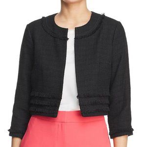 BMWOT Black Karl Lagerfeld Paris Tweed Open Front Jacket Size Small